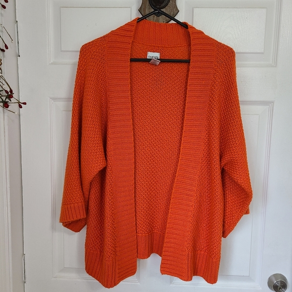 (1346) Chico's Woman's Long Sleeve Open Front Sweater, Size: 2 Color: Orange - Picture 3 of 16